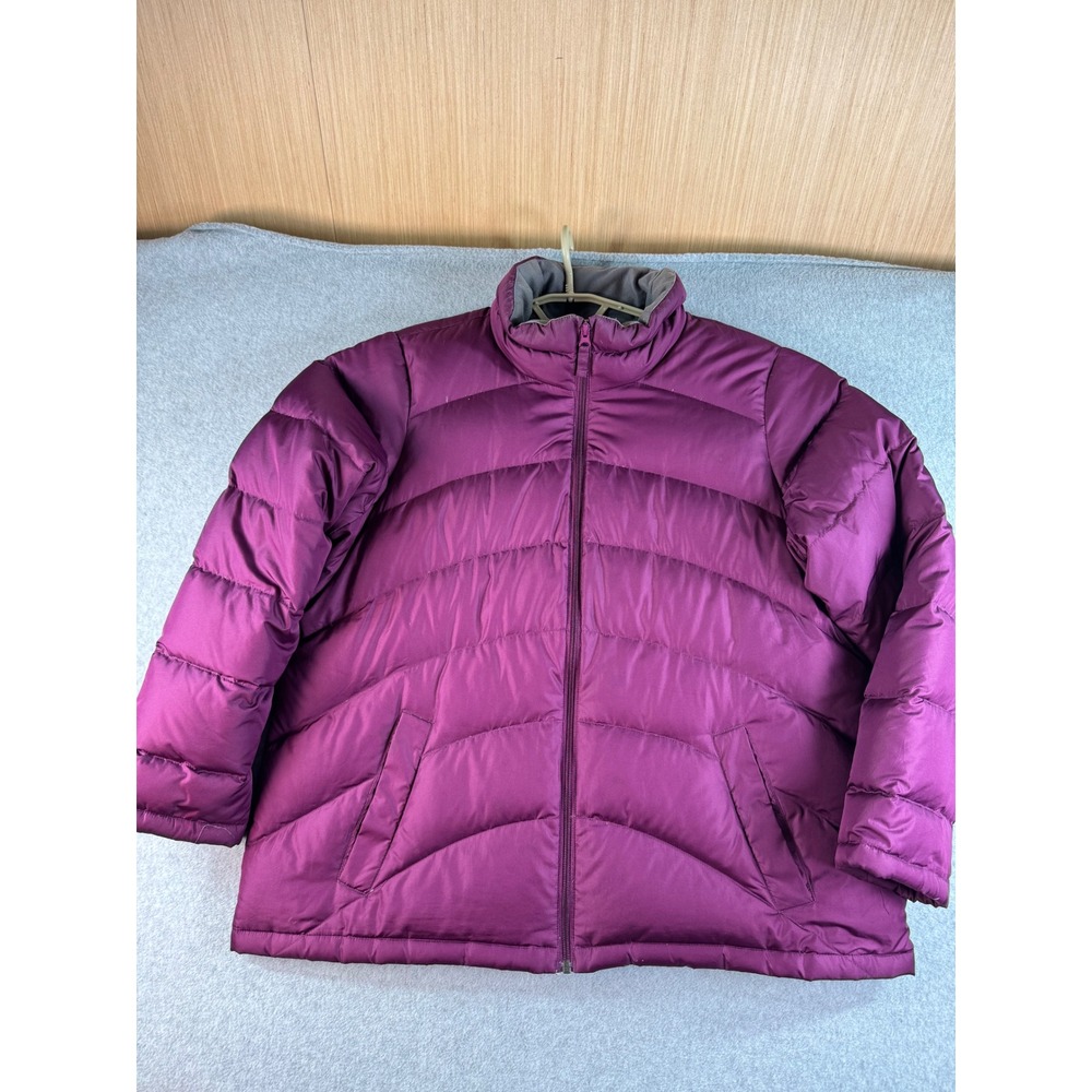 Lands End Womens 1X Purple Down Puffer Jacket Quilted Full Zip Coat 16W-18W